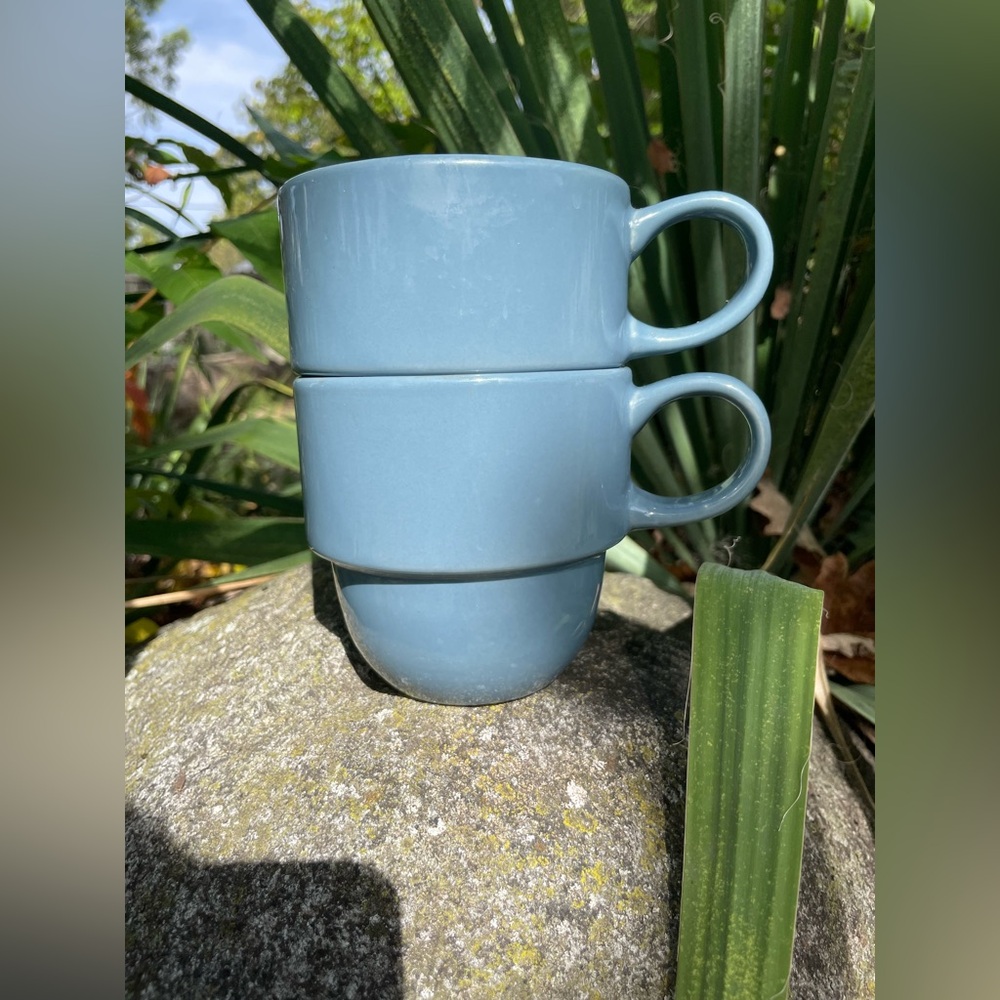 Tabletops Gallery Blue Ceramic Stackable Mugs